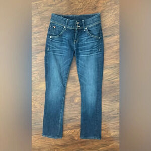 Hudson Beth Mid-Rise Baby Bootcut Jean Medium Wash  Button Flap Pockets Size 25